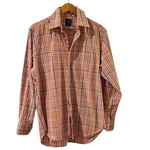 Tailorbyrd Preppy Coastal Beach Checkered Button Down Cotton Shirt Mens Large